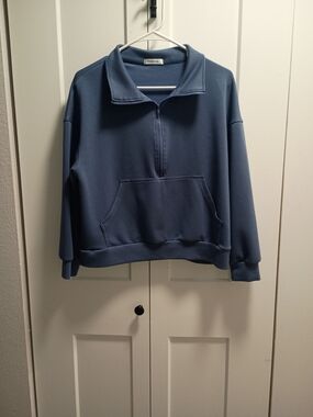 POPSUGAR Men's Zip-Up Pullover in Slate Blue